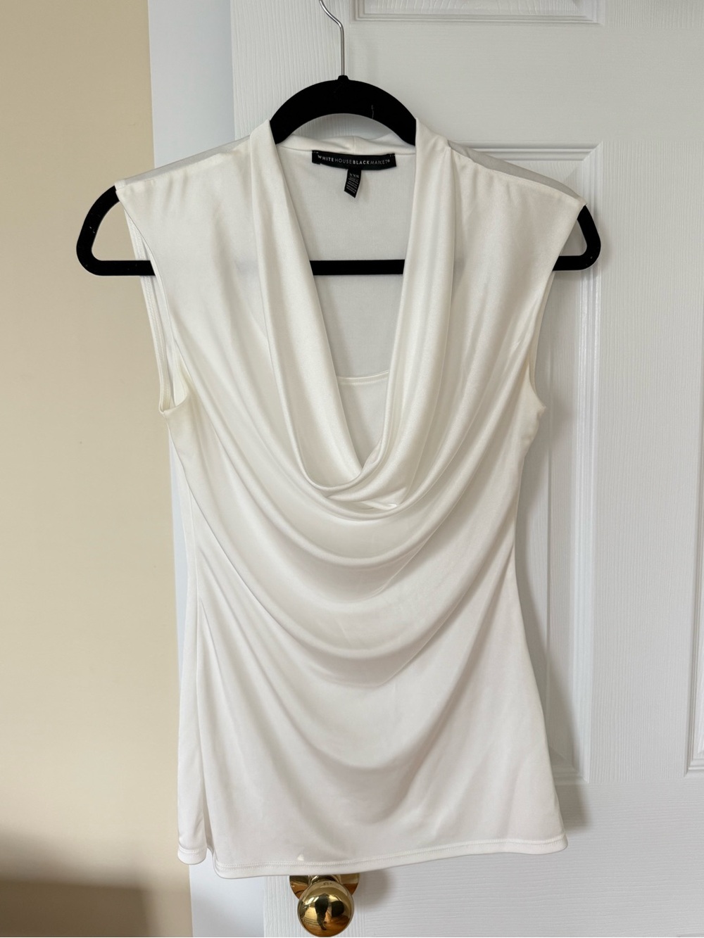 White House Black Market Ivory Open-Front Sleeveless Top